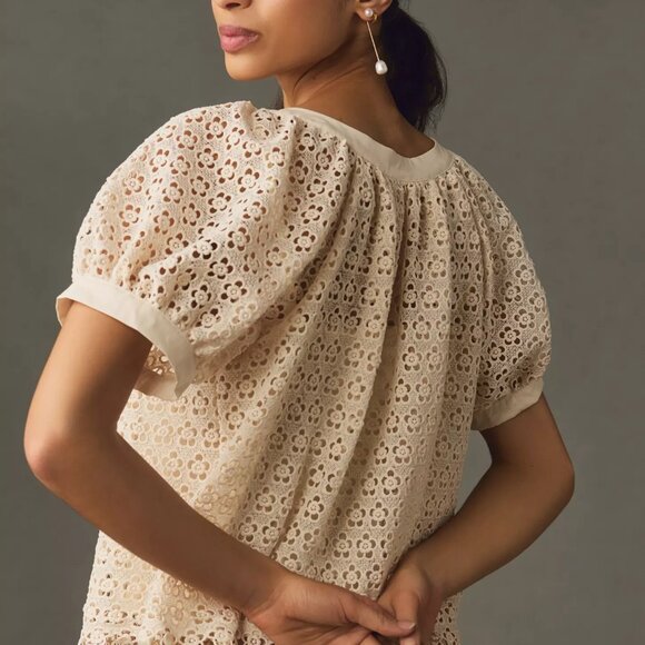 ANTHROPOLOGIE: Eyelet Top - Picture 3 of 5